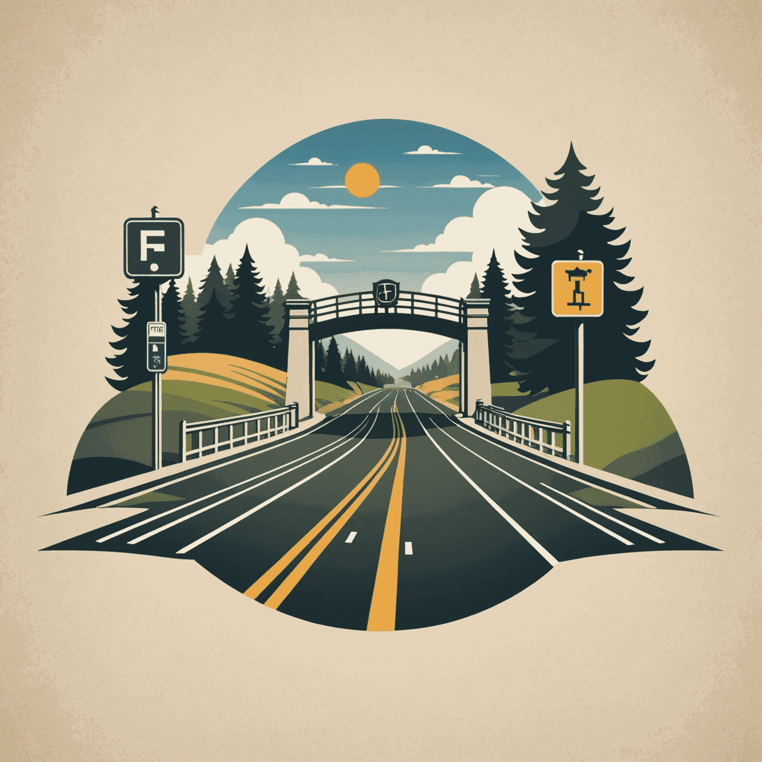 FinesRoad logo depicting a stylized road with a toll gate